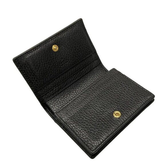 GUCCI Double G Card Case Wallet/GG Marmont Black Leather - Picture 9 of 11